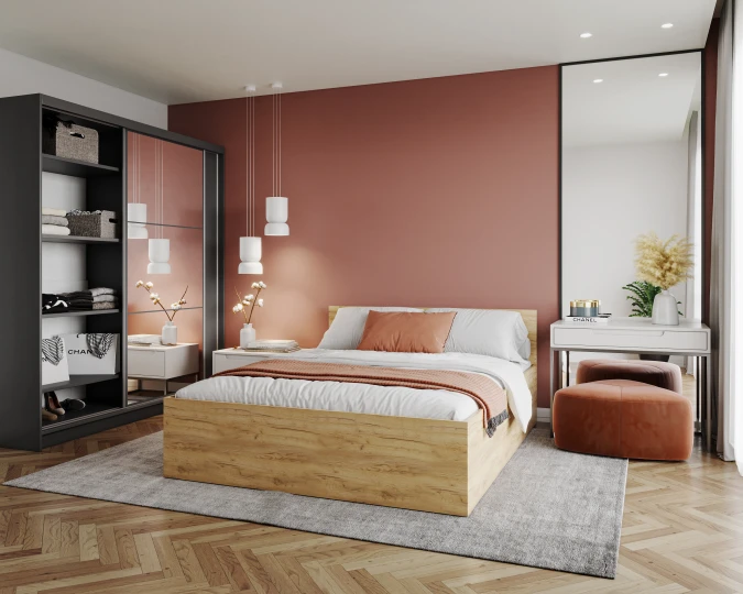 FARKO Kleiderschrank mit Spiegel