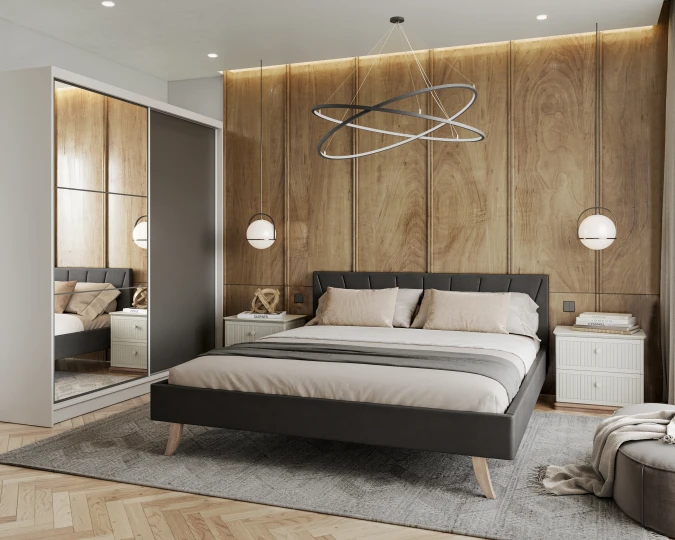 FARKO Kleiderschrank mit Spiegel